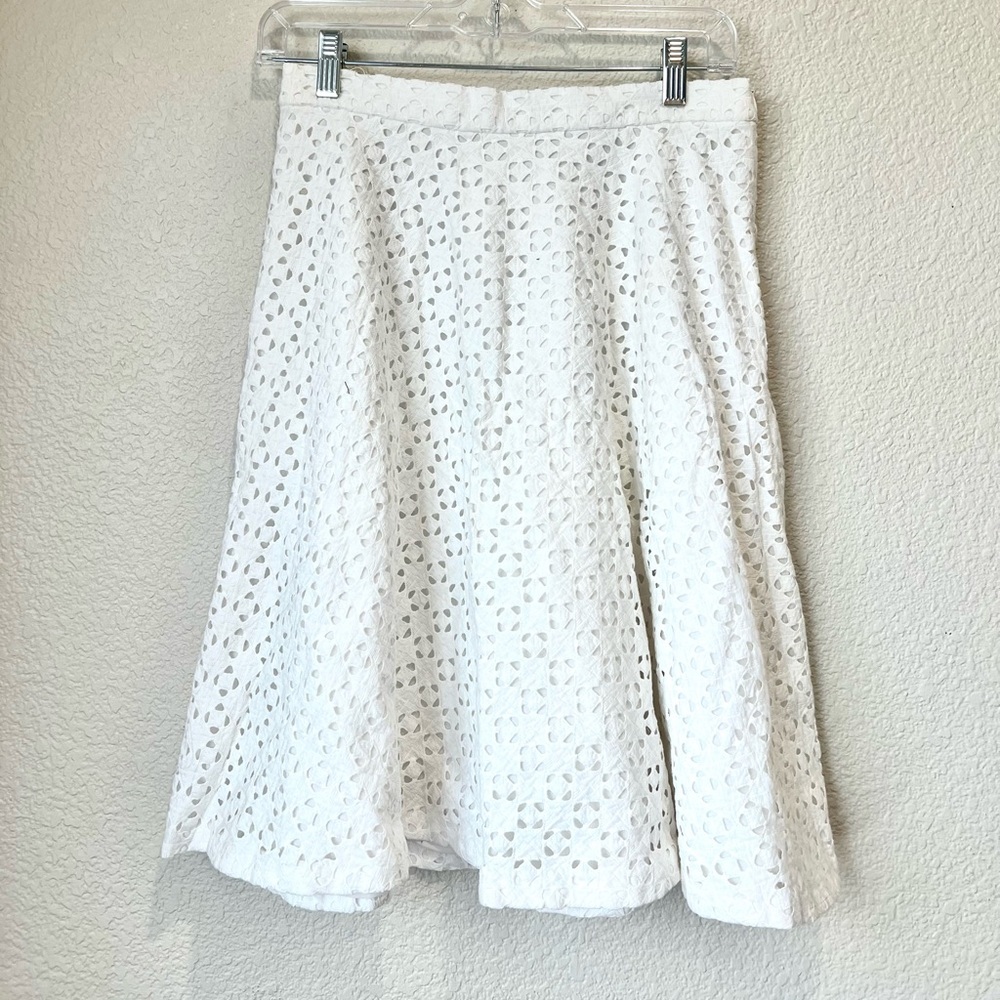 Ann Taylor White Eyelet Circle Skirt, 6P